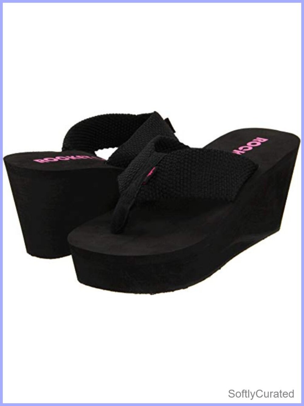 Women's Platform Wedge Flip Flops 3-Inch Nylon Webbing Straps